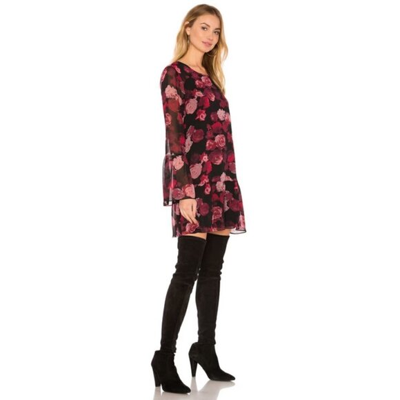 💕BCBGENERATION💕 Double Tiered A Line Dres ~ Black Combo Floral Print Large NWT - Picture 3 of 15